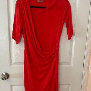 Red Draped Women's Dress